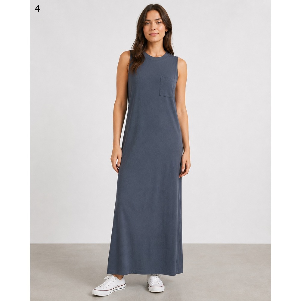 Everlane Basic T-Shirt Dress Womens Small Gray Cotton Sleeveless Side Slit